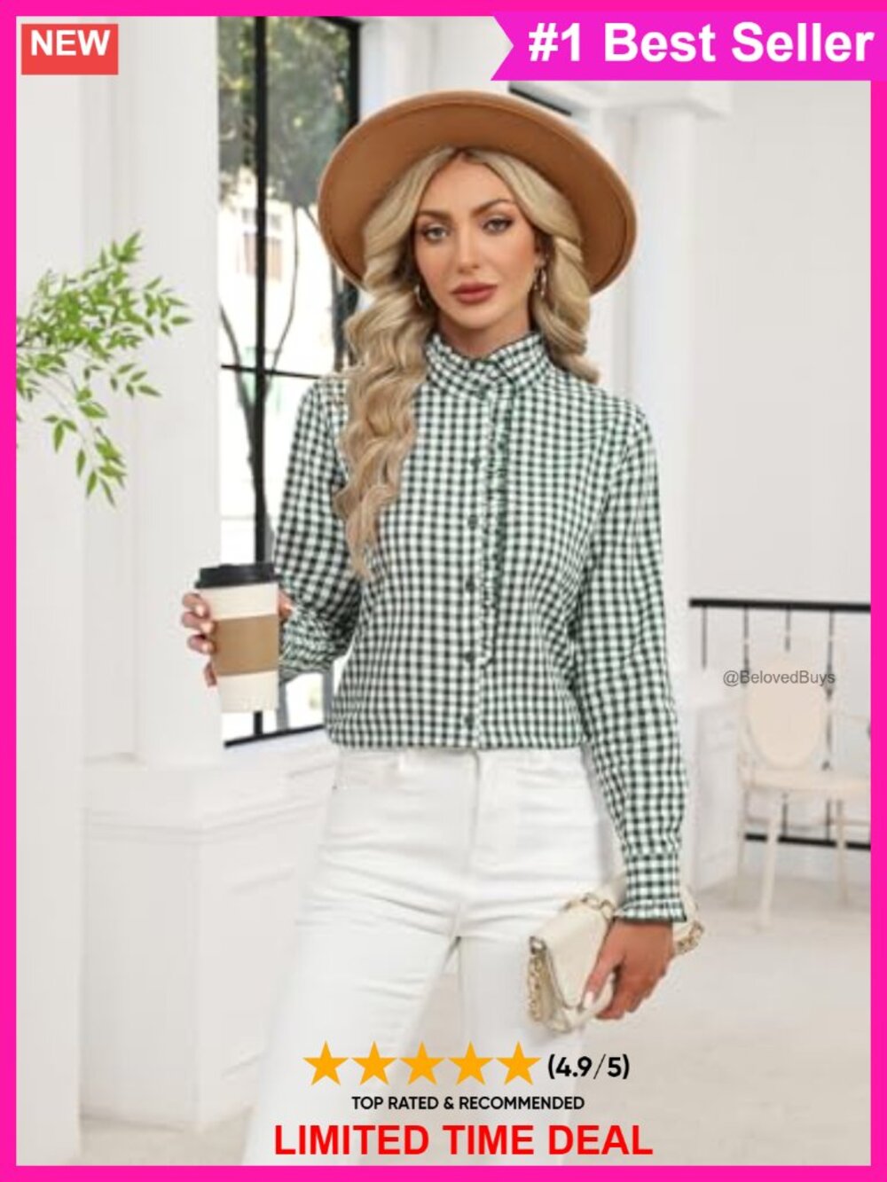 Long Sleeve Ruffle Button Down Blouse - Picture 3 of 6